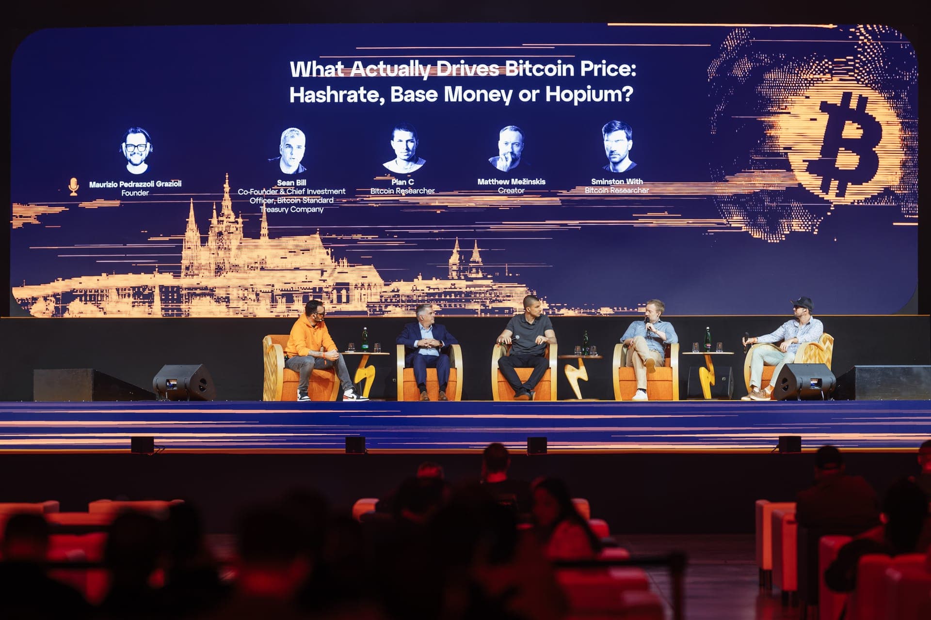 Sminston With on the “What Actually Drives Bitcoin Price” panel at BTC Prague 2026