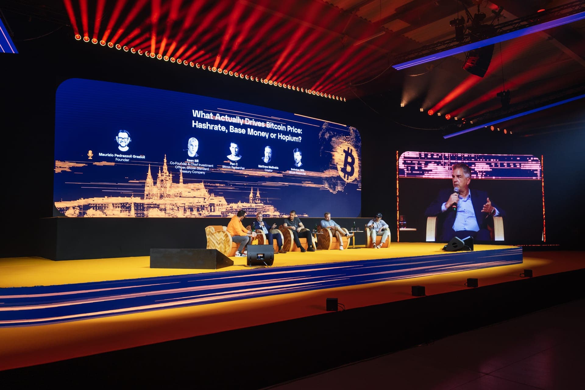 The main stage during the Bitcoin-price panel at BTC Prague 2026